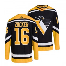 Pittsburgh Penguins tröja Jason Zucker 16 Adidas 2022-23 Svart Reverse Retro 2.0 Authentic - NHL Tröjor Herr